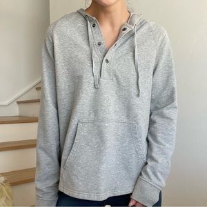 Patagonia Ahnya Button Snap Henley Grey Pullover Hoodie Sweatshirt Size Medium